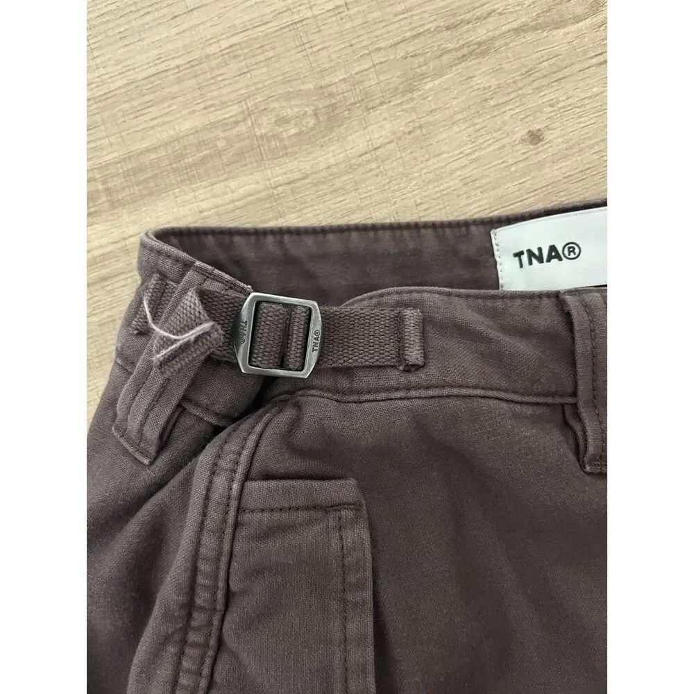 TNA Aritzia Supply Cargo Pants Size 6 Rich Mocha Relaxed Adjustable